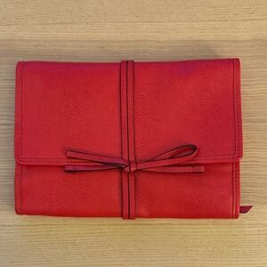 Stella & Dot Red Jewelrey Storage Clutch/ Organizer with Bow Accent